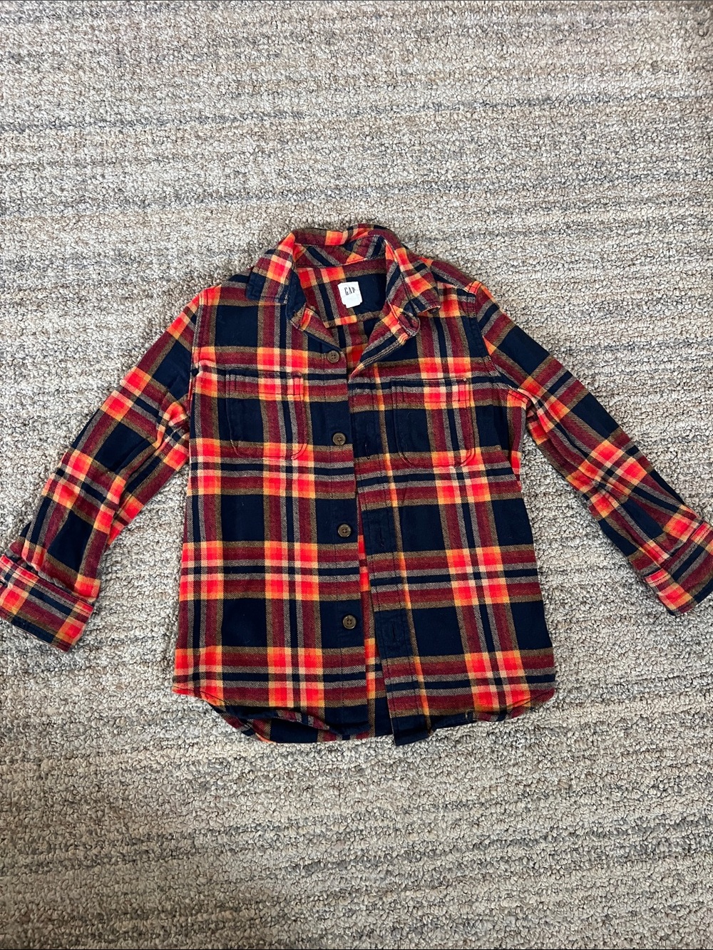 GAP Red and Black Plaid Button-Up Kids Shirt